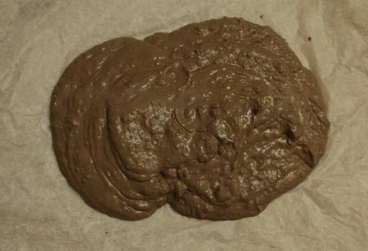 3)双手均匀的揉搓,并加入少量细沙,至棉花与泥,沙成分均匀,撕扯泥时有